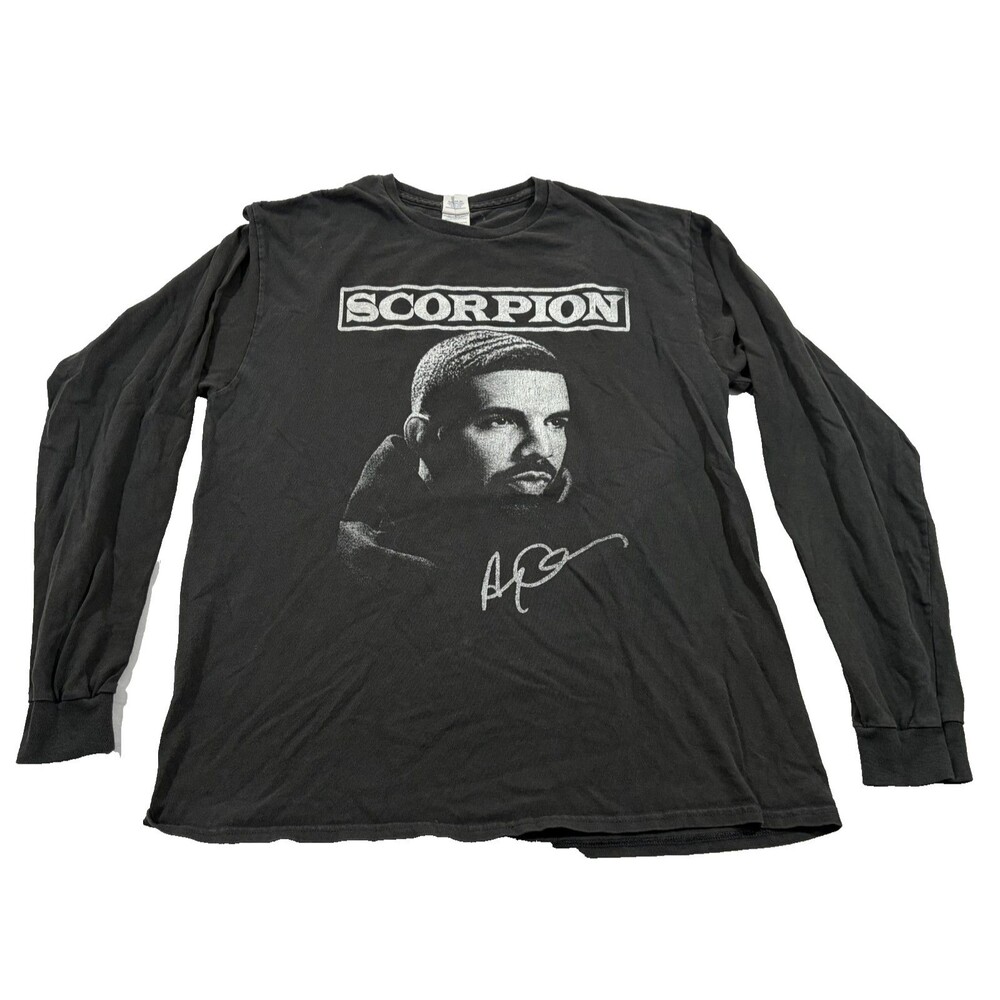 Drake Scorpion Tour 2018 Hip Hop Rap Black Long Sleeve Graphic T-shit Tee Sz L